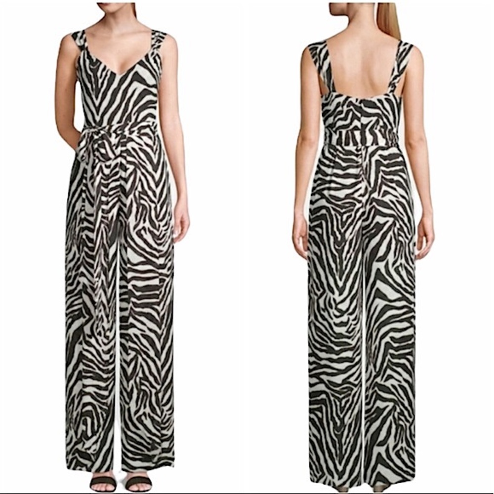 White House Black Market Black & White Zebra Print Jumpsuit